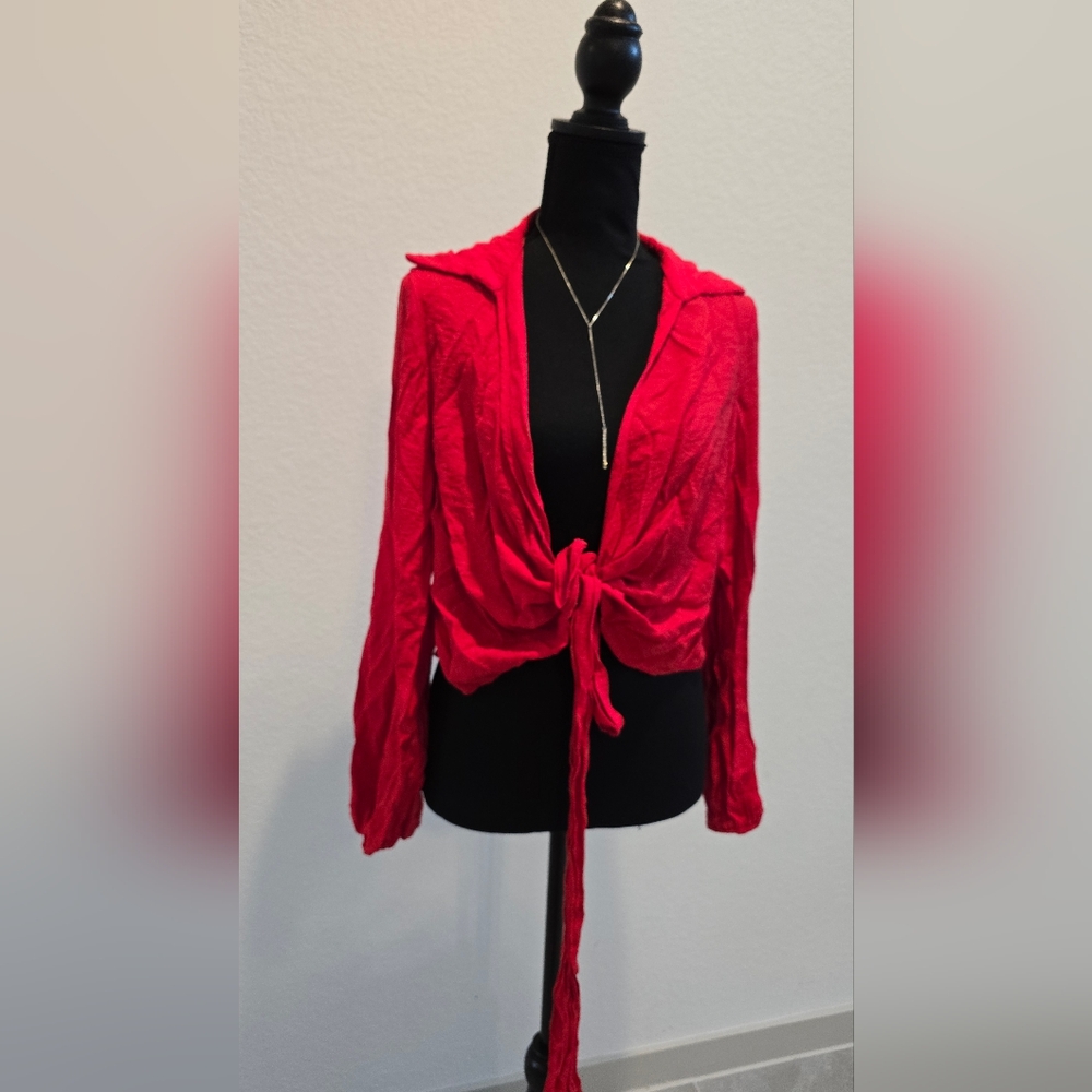 Women's Red Tie-Front Top (2X)